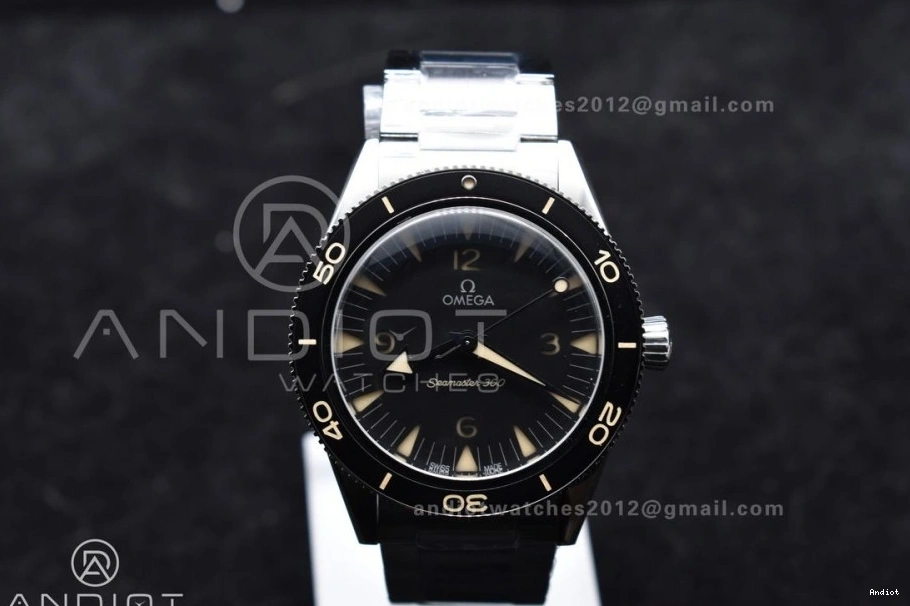 A8912 300 Dial Best Super Black Seamaster Clone Heritage Edition on SS 1:1 Bracelet VSF 1230